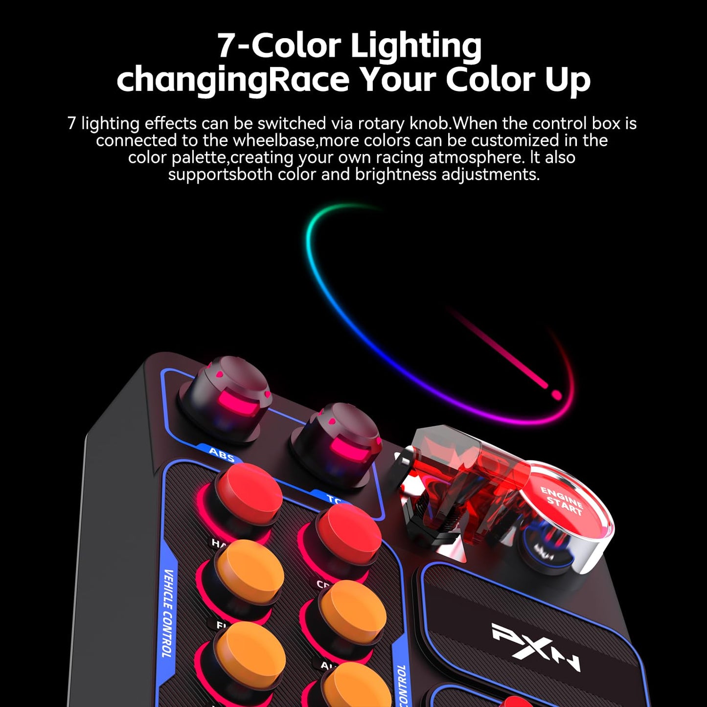 PXN CB1 Gaming Button Box – Sim Drive Control with 19 Buttons (9 Types), 30 Programmable Options, RGB Backlight, USB – Compatible with Windows PC – For Racing, Truck, Farming & Flight Simulators
