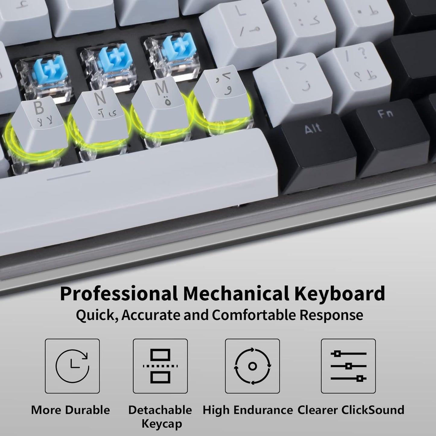 XUNFOX K80 Gaming Keyboard Blue Mechanical Switch