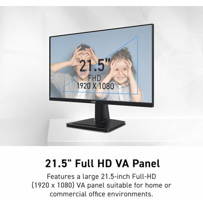 MSI PRO MP225V,22-inch VA 1920 x 1080 (FHD) Computer Monitor, 100Hz, Adaptive-Synch, HDMI, Video Port, VESA Mountable, Tilt, 1ms, Black /2 Years Warranty