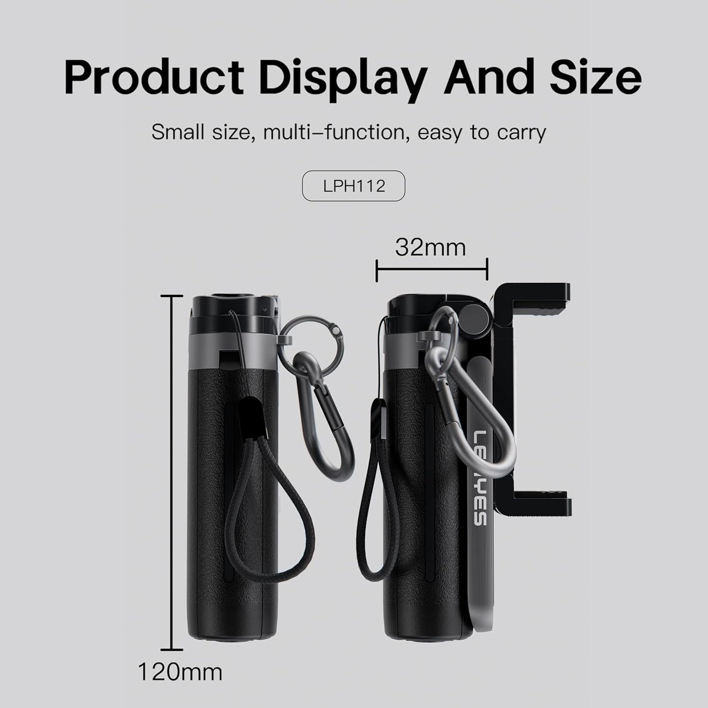 Lenyes LPH112 3-in-1 Phone Holder – Bluetooth Remote, Telescopic Stand & Grip