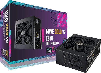 Cooler Master MWE GOLD 1050 V2 (ATX 3.0) 1050W 80 Plus Gold Fully Modular Power Supply w/ (12VHPWR) PCIE 5.0 Connector