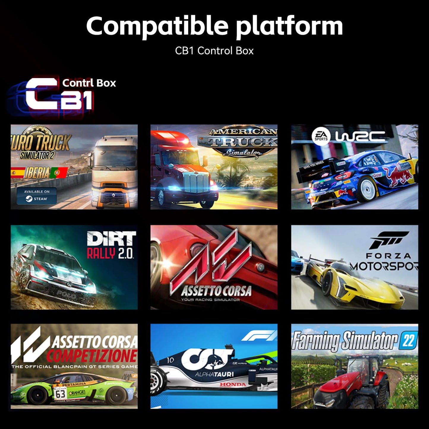 PXN CB1 Gaming Button Box – Sim Drive Control with 19 Buttons (9 Types), 30 Programmable Options, RGB Backlight, USB – Compatible with Windows PC – For Racing, Truck, Farming & Flight Simulators