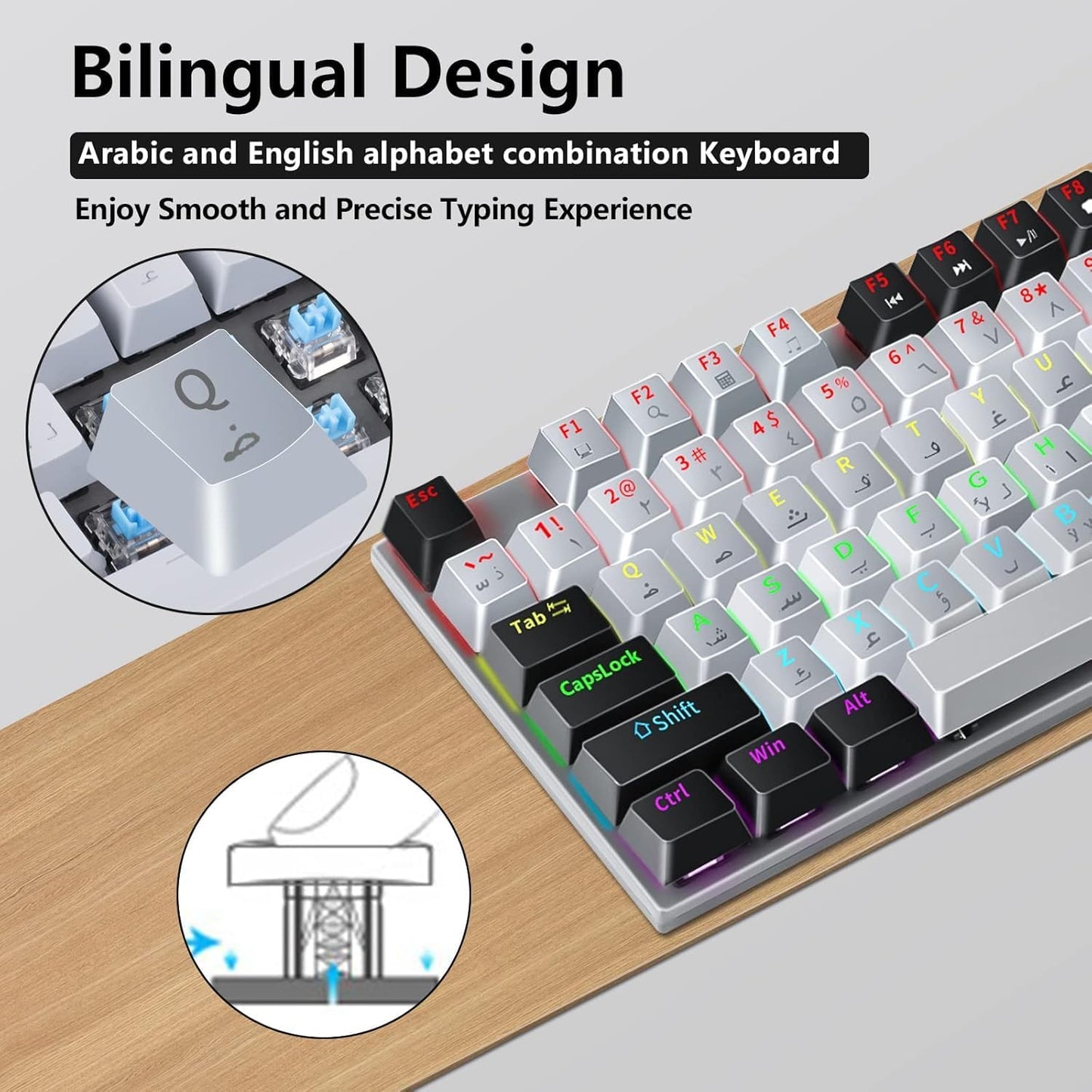 XUNFOX K80 Gaming Keyboard Blue Mechanical Switch