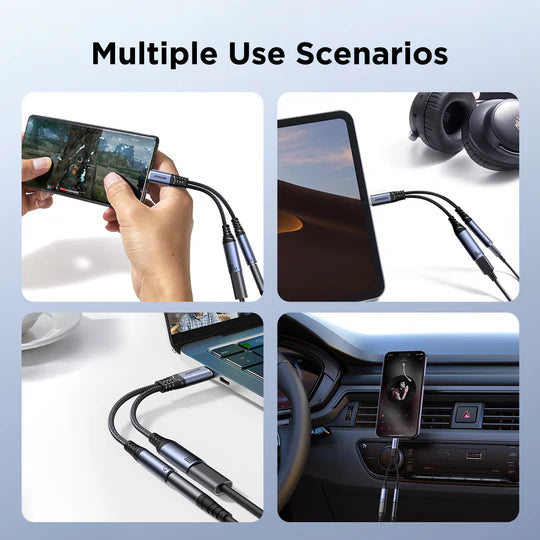 JOYROOM SY-C02 Audio-Transfer Series 2-in-1 Audio Adapter (Type-C to 3.5mm+Type-C)-Black