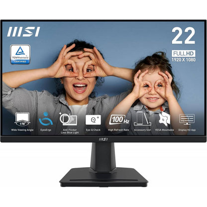 MSI PRO MP225V,22-inch VA 1920 x 1080 (FHD) Computer Monitor, 100Hz, Adaptive-Synch, HDMI, Video Port, VESA Mountable, Tilt, 1ms, Black /2 Years Warranty