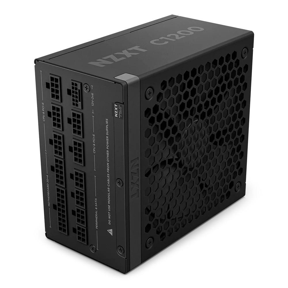 NZXT C1200, 1200W 80+ Gold Full Modular ATX (3.1) (PCIe 5.1) Gaming Power Supply w/ 135mm fluid dynamic bearing fan with Zero Fan Mode (Black)