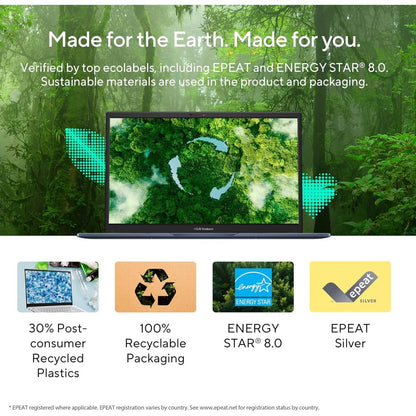 Laptop ASUS Vivobook 14, Intel Core i5-1334U 10-Cores Processor, 16GB DDR4 (Customized), 14" FHD IPS 250nits Display, Wi-Fi 6E, Bluetooth 5.3 - Cool Silver