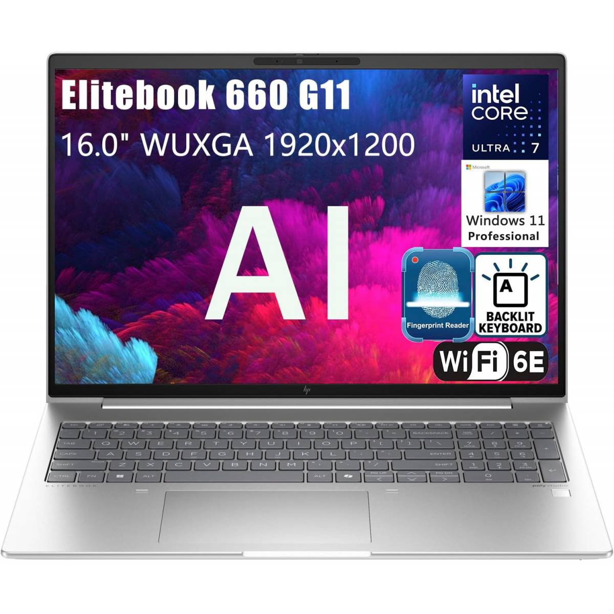 HP Elitebook 660 G11 16" FHD+ Business AI Laptop Computer, Intel Ultra 7 155U 4.8 GHz 12 Cores, 16GB DDR5 RAM, 512GB PCIe SSD, WiFi 6E, Backlit Keyboard, Fingerprint Reader, Windows 11 Pro