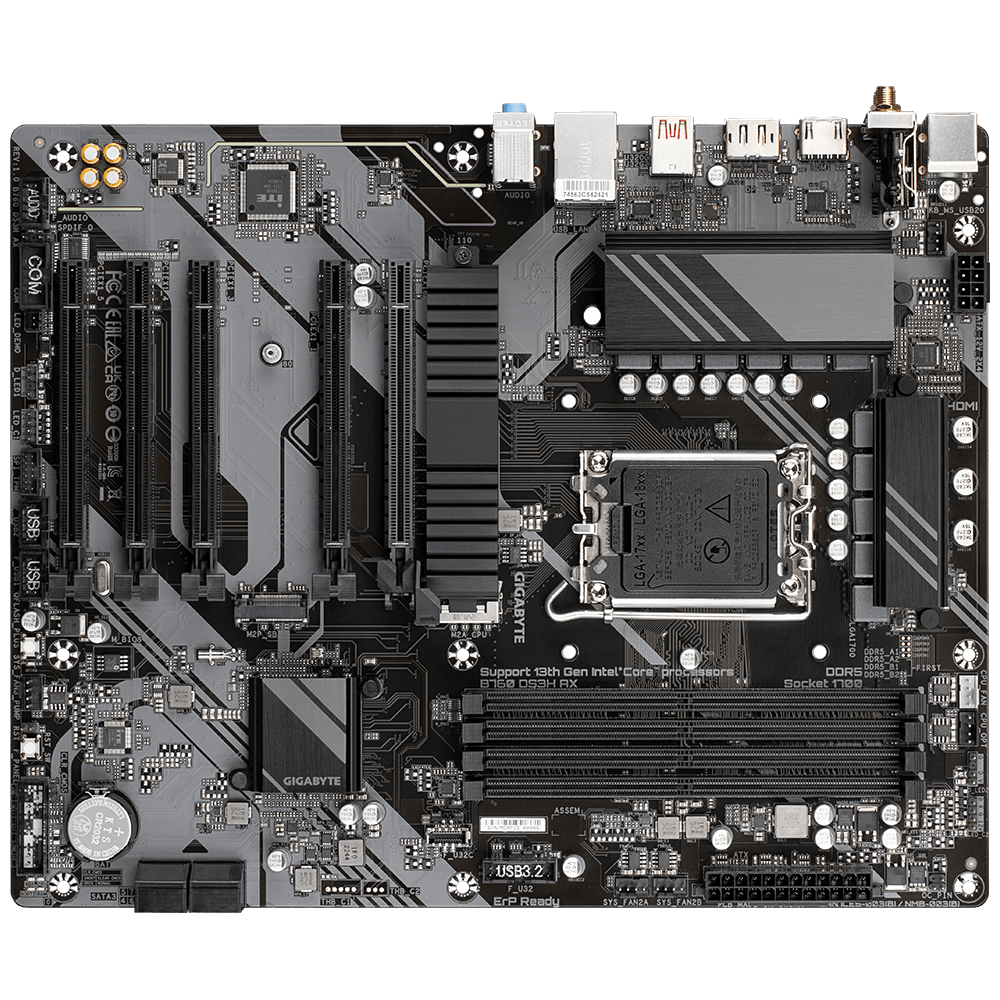 GIGABYTE B760 DS3H AX (WiFi 6E), Intel 13th 12th Series, LGA 1700/DDR4/PCIe 4.0/2xM.2 - ATX Gaming MotherBoard