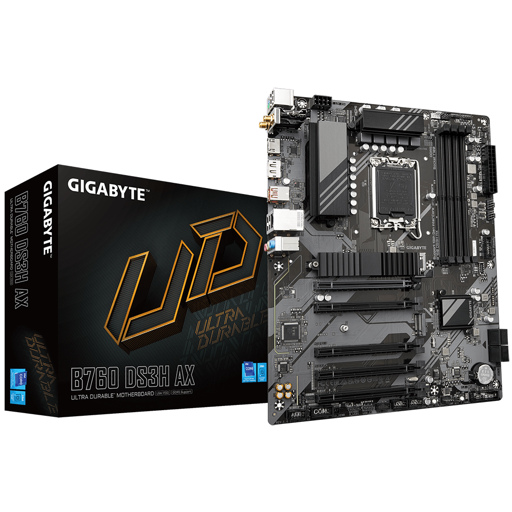 GIGABYTE B760 DS3H AX (WiFi 6E), Intel 13th 12th Series, LGA 1700/DDR4/PCIe 4.0/2xM.2 - ATX Gaming MotherBoard