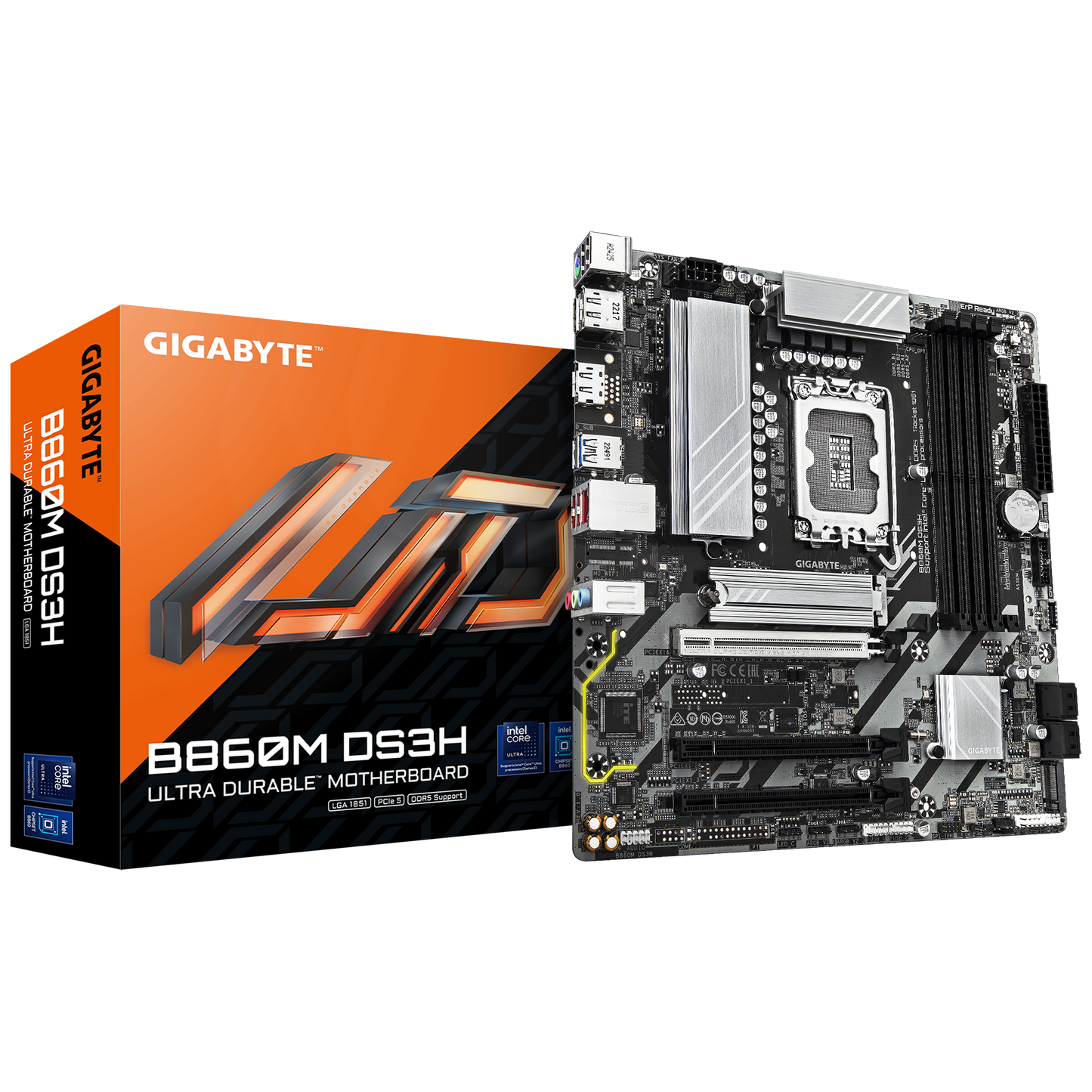 GIGABYTE B860M DS3H Intel Core Ultra (Series 2), LGA 1851/DDR5/PCIe 5.0/2xM.2 - mATX Gaming MotherBoard