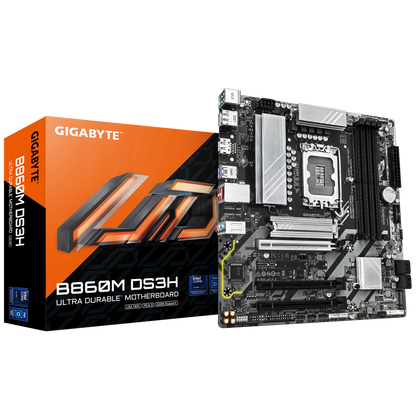 GIGABYTE B860M DS3H Intel Core Ultra (Series 2), LGA 1851/DDR5/PCIe 5.0/2xM.2 - mATX Gaming MotherBoard