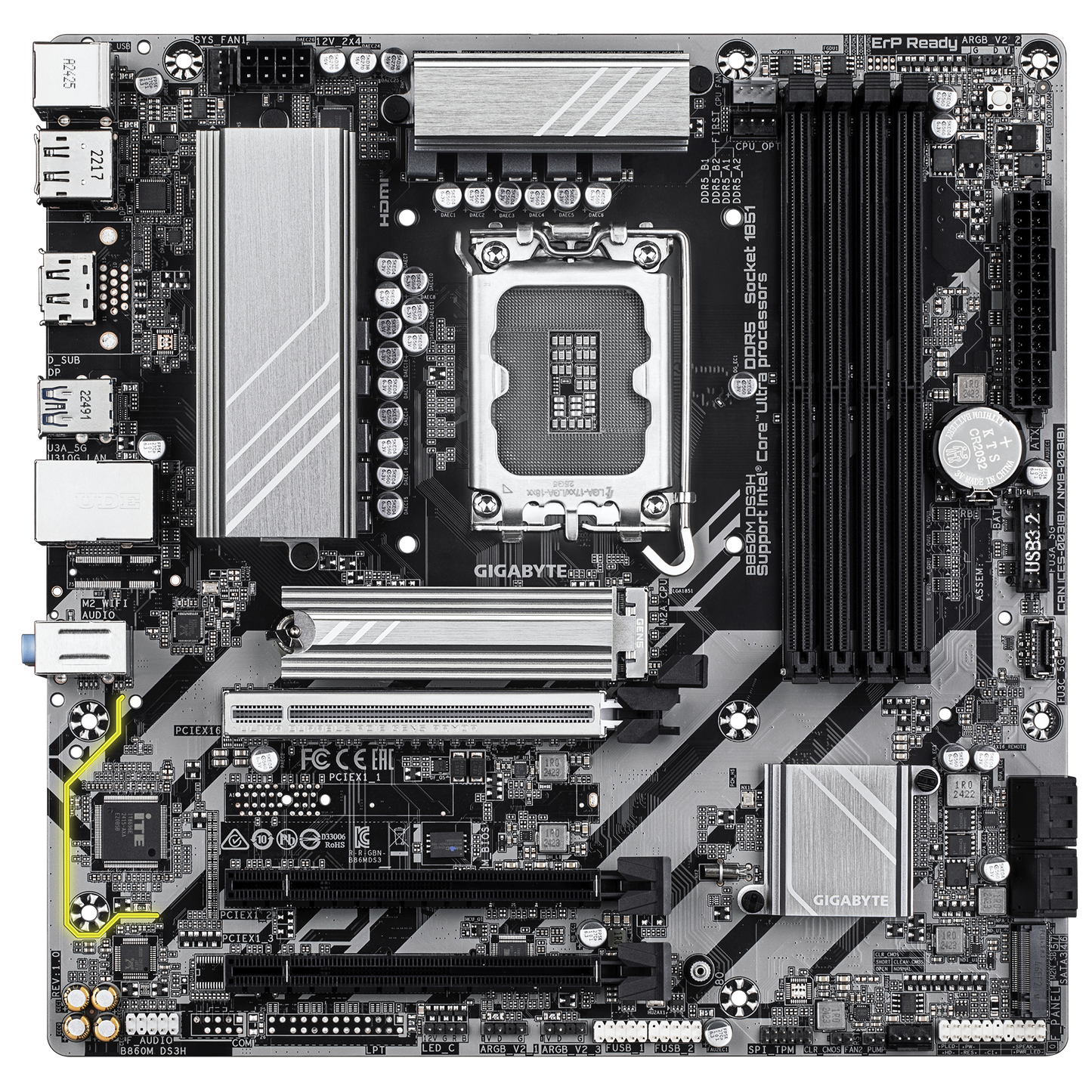 GIGABYTE B860M DS3H Intel Core Ultra (Series 2), LGA 1851/DDR5/PCIe 5.0/2xM.2 - mATX Gaming MotherBoard