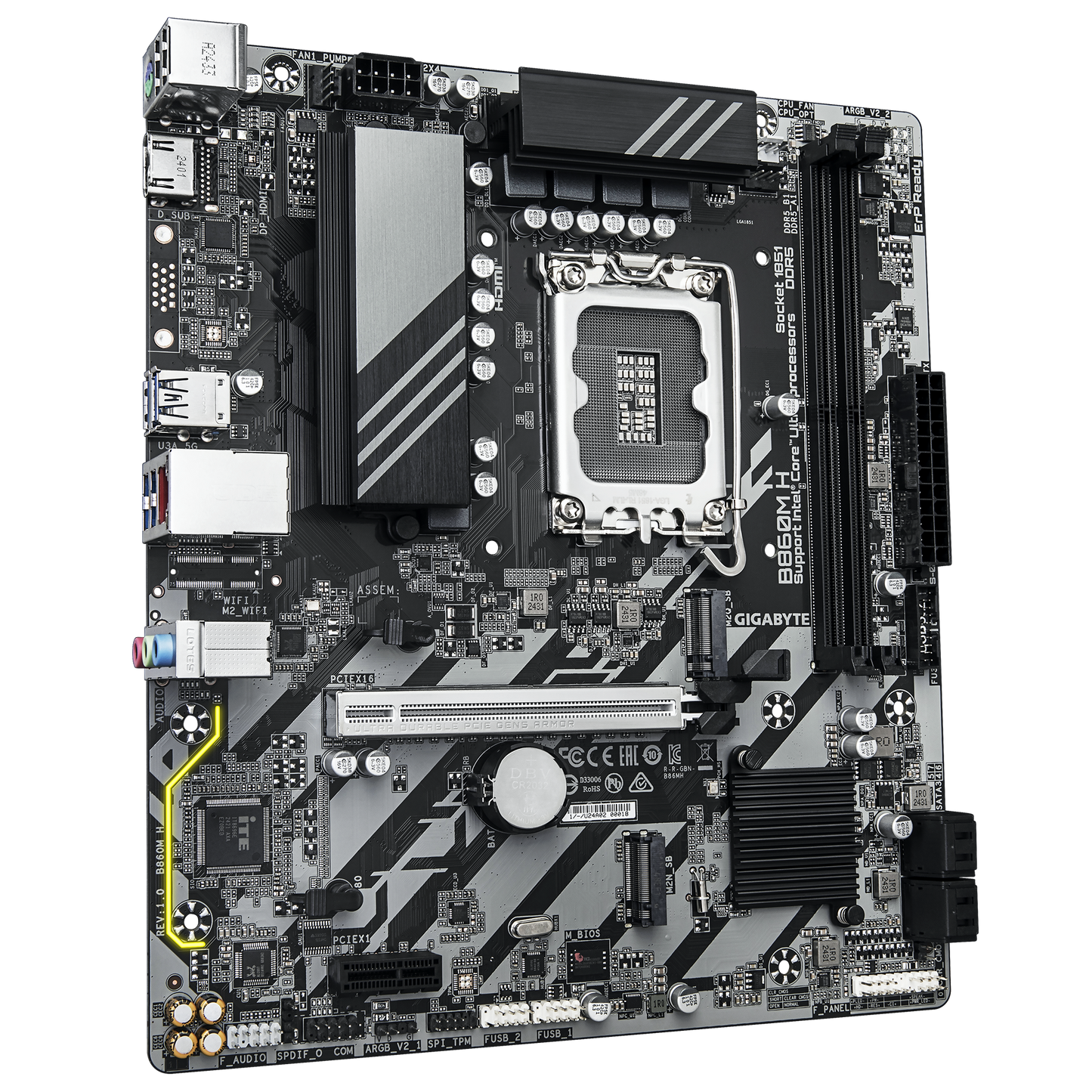 GIGABYTE B860M H Intel Core Ultra (Series 2), LGA 1851/DDR5/PCIe 5.0/2xM.2 - mATX Gaming MotherBoard