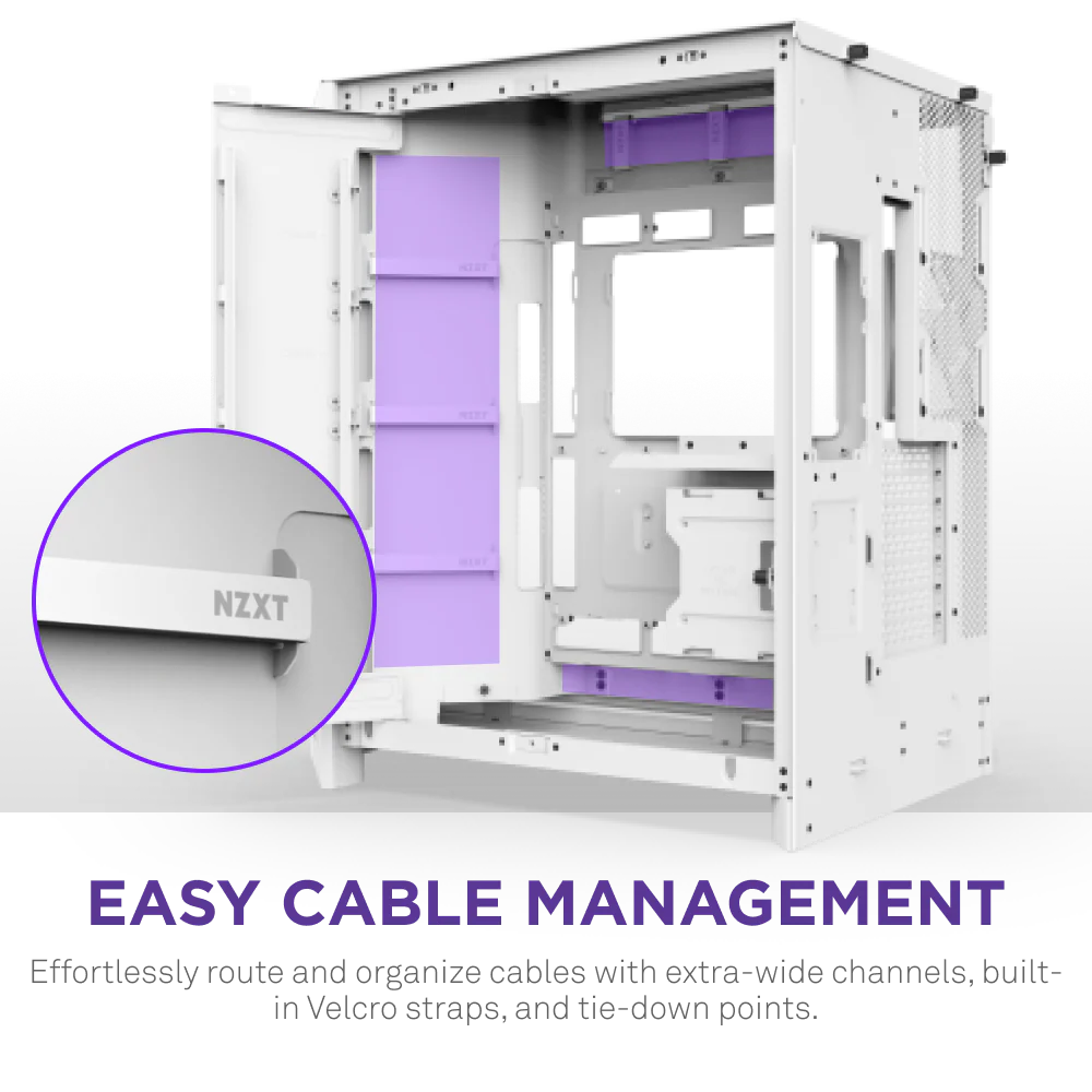 NZXT H9 Flow RGB+ (2025) Panoramic Perforated Dual-Chamber Mid-Tower Tempered Glass New Design Gaming Case w/ 2X F420 RGB Core Single-Frame Fans + 1XF120 RGB Core & Back-Connect Ready - White