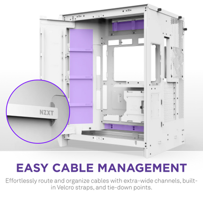 NZXT H9 Flow RGB+ (2025) Panoramic Perforated Dual-Chamber Mid-Tower Tempered Glass New Design Gaming Case w/ 2X F420 RGB Core Single-Frame Fans + 1XF120 RGB Core & Back-Connect Ready - White