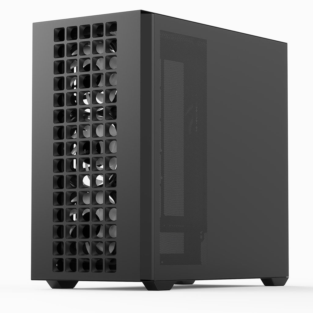 AeroCool D302A (Black) ARGB Stylish Mesh Front Panel Design mATX Mini Tower Tempered Glass Gaming Case w/ USB Type-C, 4X120mm ARGB Fans & Back Connector Motherboard Support