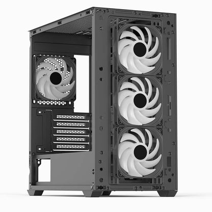 AeroCool D302A (Black) ARGB Stylish Mesh Front Panel Design mATX Mini Tower Tempered Glass Gaming Case w/ USB Type-C, 4X120mm ARGB Fans & Back Connector Motherboard Support