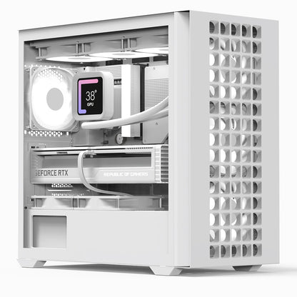 AeroCool D302A (White) ARGB Stylish Mesh Front Panel Design mATX Mini Tower Tempered Glass Gaming Case w/ USB Type-C, 4X120mm ARGB Fans & Back Connector Motherboard Support