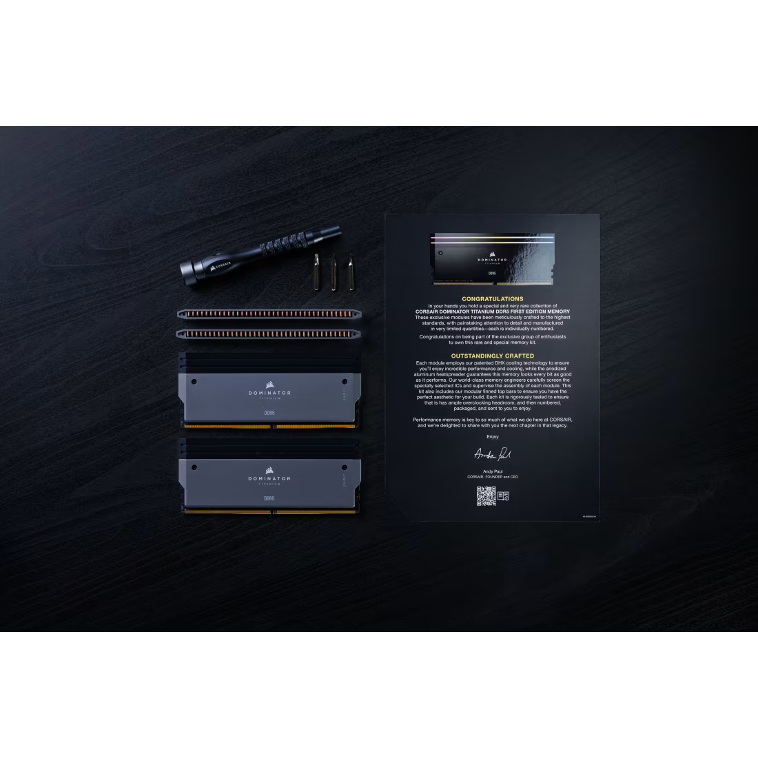 CORSAIR DOMINATOR TITANIUM RGB 64GB (2x32GB) DDR5 RAM 6000MT/s CL30 Memory Kit — Grey