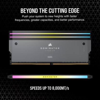 CORSAIR DOMINATOR TITANIUM RGB 64GB (2x32GB) DDR5 RAM 6000MT/s CL30 Memory Kit — Grey