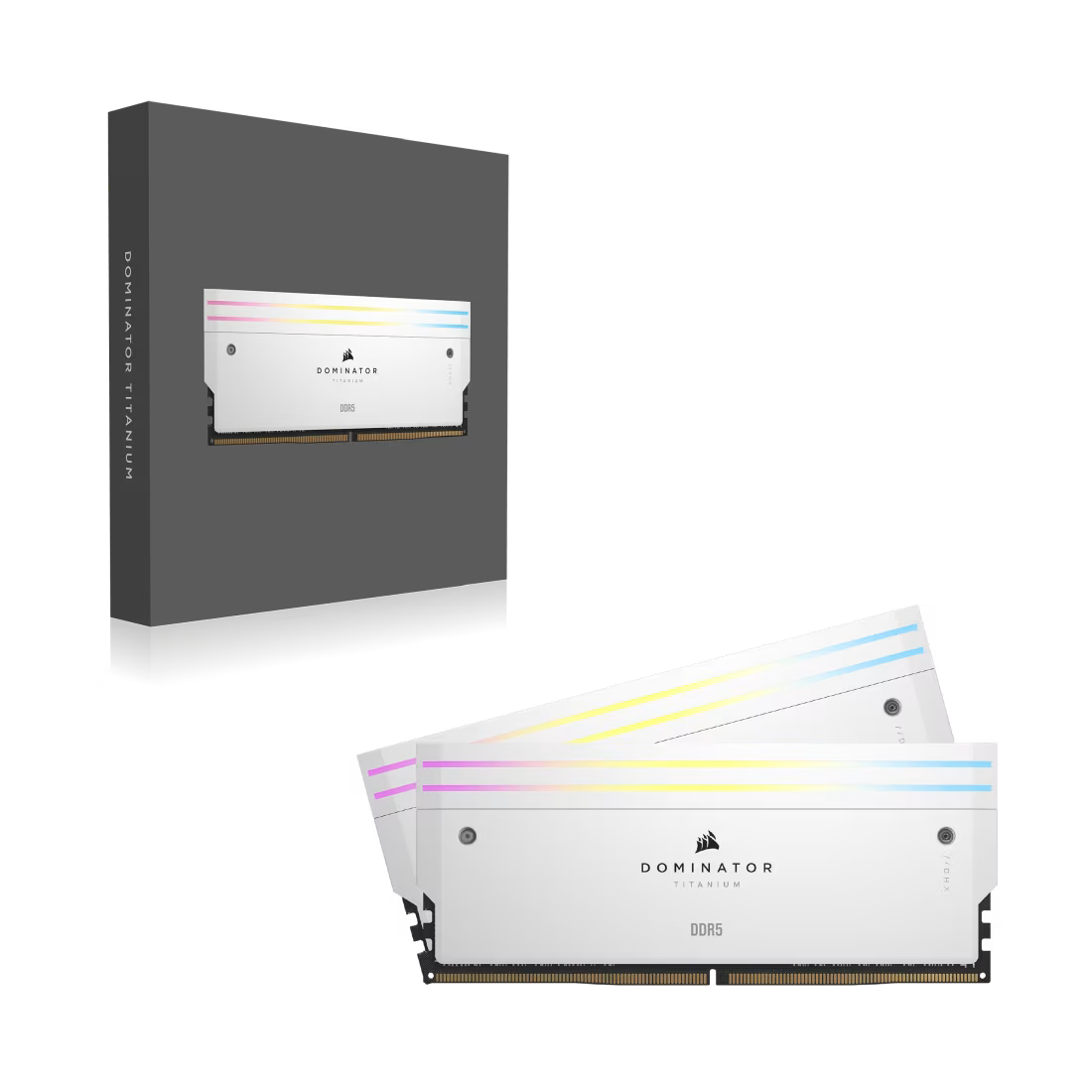 CORSAIR DOMINATOR TITANIUM RGB 48GB (2x24GB) DDR5 RAM 7200MT/s CL36 Memory Kit — White