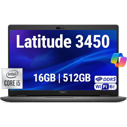 Dell Latitude 3450 14" Business Laptop, Intel 10 Core i5-1335U, 16GB DDR5 (Customized), 512GB NVMe, WiFi 6E + BT, HD Webcam, RJ-45 - Gray