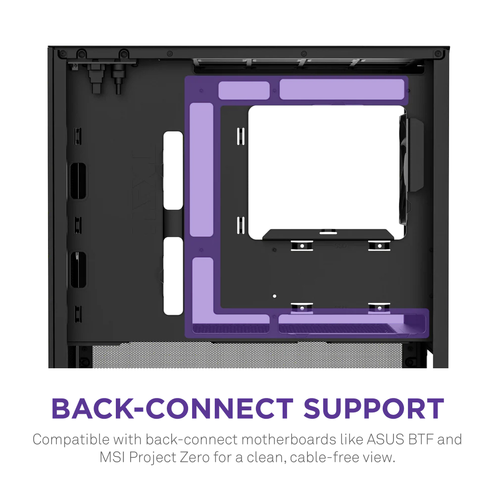 NZXT H3 Flow Mid Tower mATX Tempered Glass Airflow Gaming Case w/ Pre-installed Single F120Q (CV) & USB Type-C Port - Black