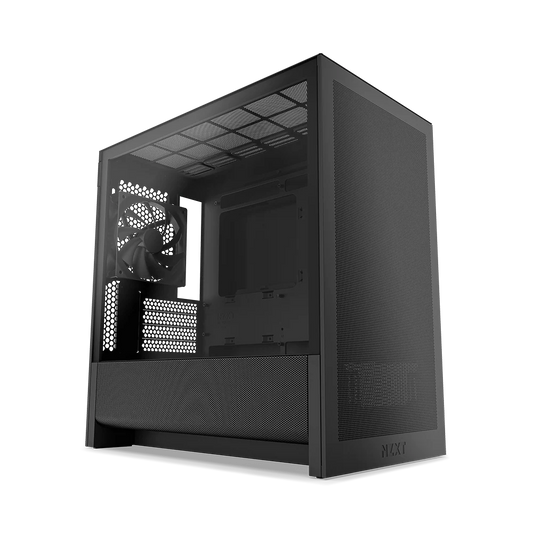 NZXT H3 Flow Mid Tower mATX Tempered Glass Airflow Gaming Case w/ Pre-installed Single F120Q (CV) & USB Type-C Port - Black