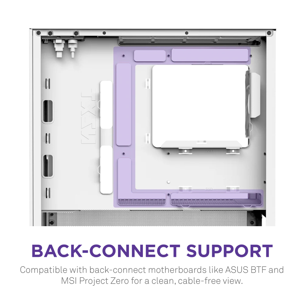 NZXT H3 Flow Mid Tower mATX Tempered Glass Airflow Gaming Case w/ Pre-installed Single F120Q (CV) & USB Type-C Port - White