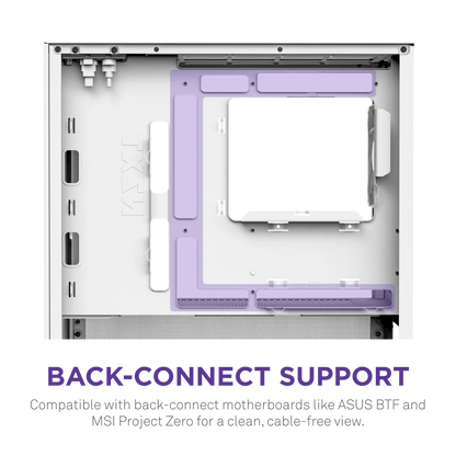 NZXT H3 Flow Mid Tower mATX Tempered Glass Airflow Gaming Case w/ Pre-installed Single F120Q (CV) & USB Type-C Port - White