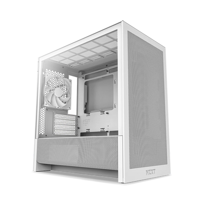 NZXT H3 Flow Mid Tower mATX Tempered Glass Airflow Gaming Case w/ Pre-installed Single F120Q (CV) & USB Type-C Port - White