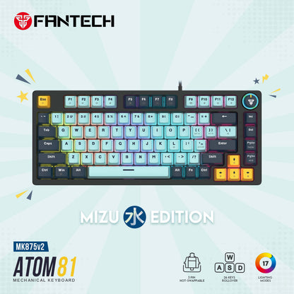 FANTECH ATOM81 MK875V2 Mechanical Gaming Keyboard MIZU SERIES SKY BLUE