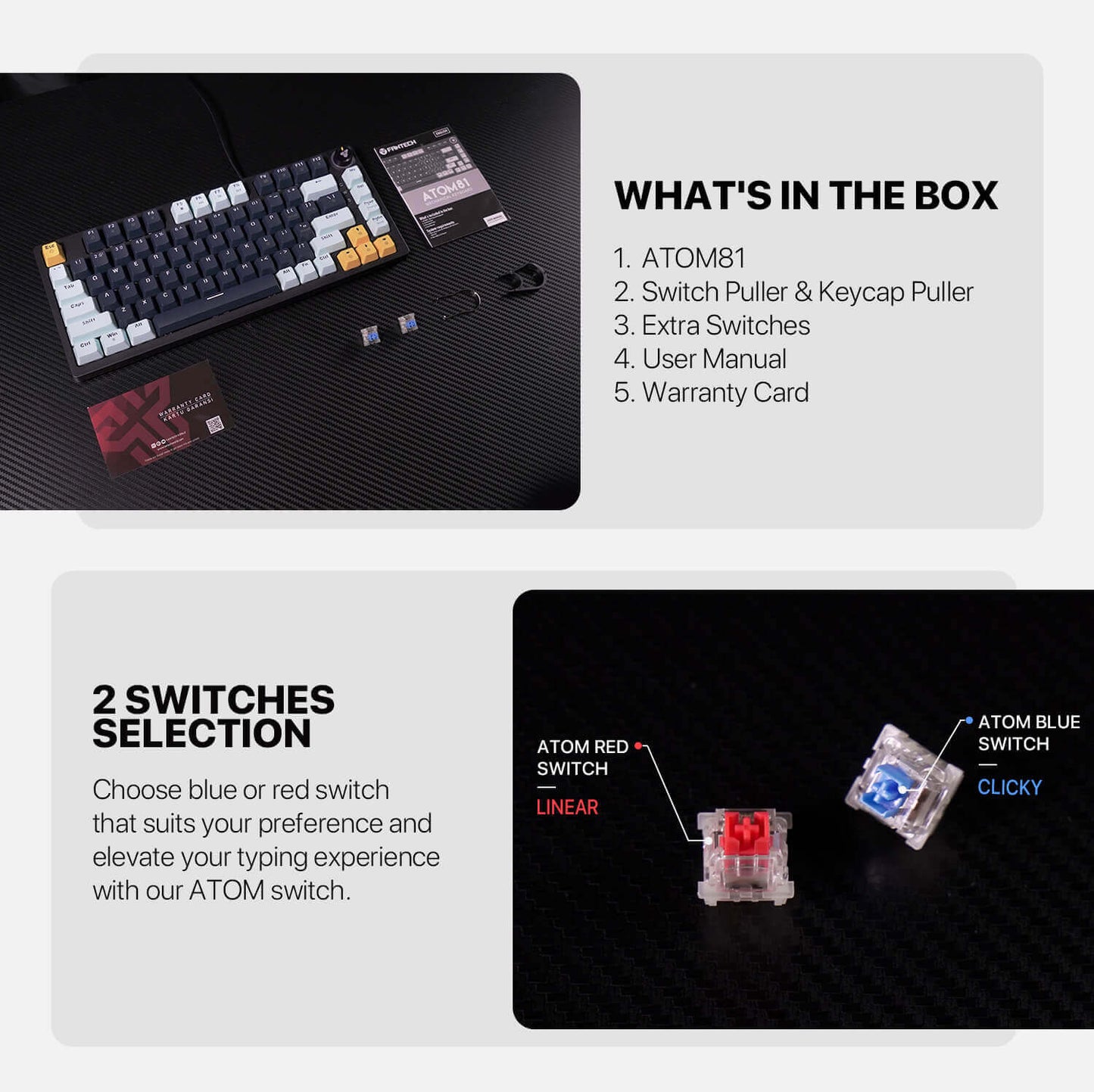 FANTECH ATOM81 MK875V2 Mechanical Gaming Keyboard MIZU SERIES SKY BLUE