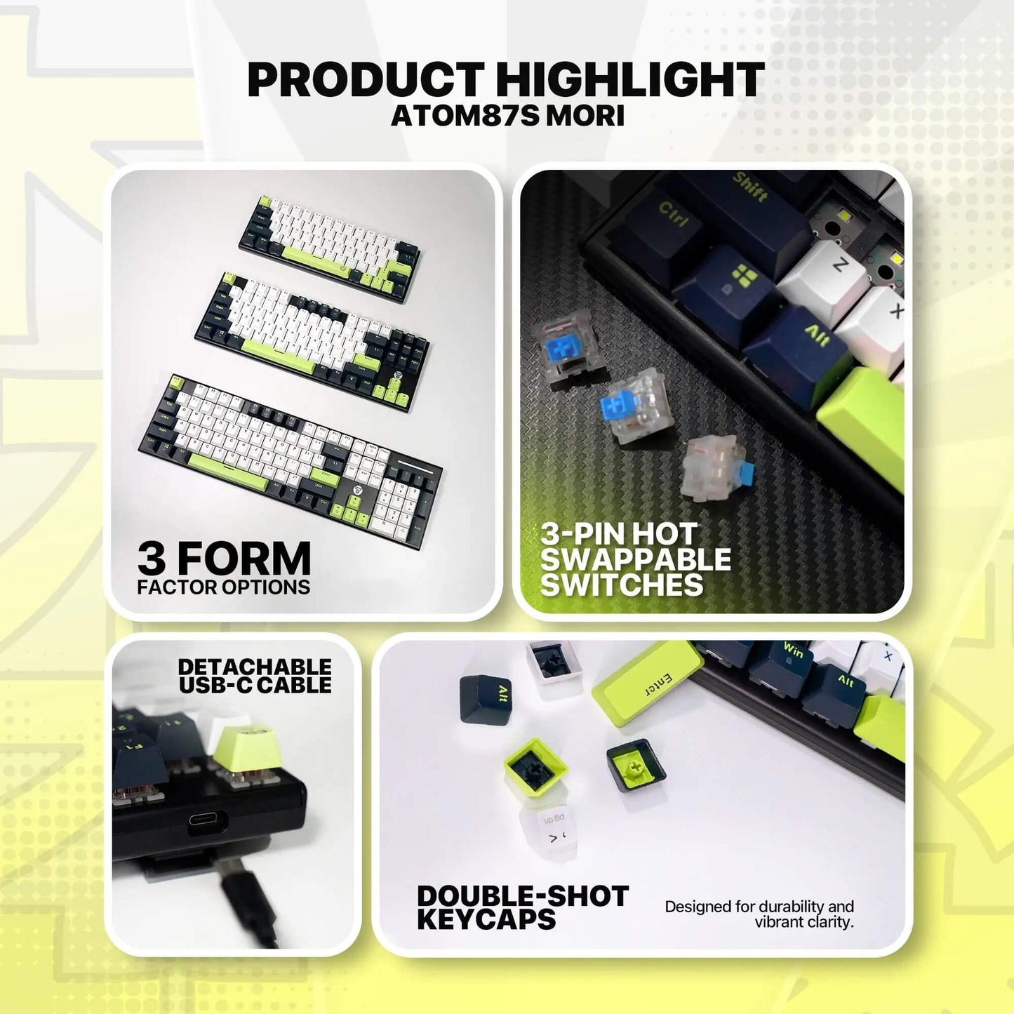 FANTECH ATOM87S MK877S Mechanical Gaming Keyboard MORI EDITION Blue Switch