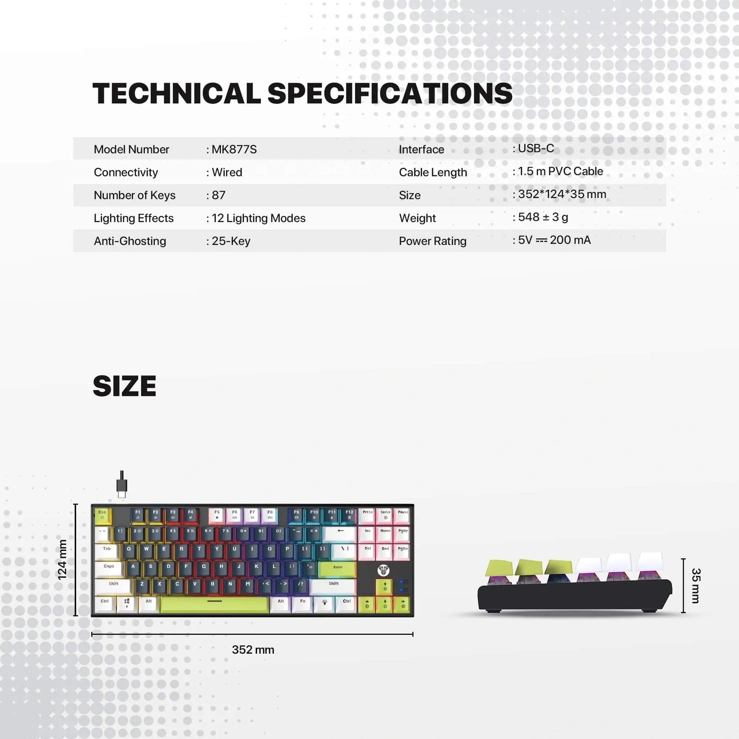 FANTECH ATOM87S MK877S Mechanical Gaming Keyboard MORI EDITION Blue Switch