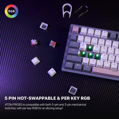 FANTECH ATOM PRO83 MK913 WIRELESS MECHANICAL GAMING KEYBOARD STELLAR EDITION SATURN RED SWITCH