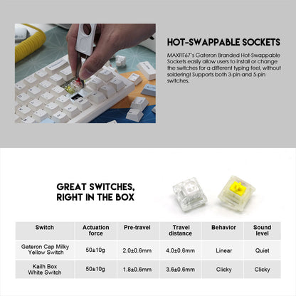 FANTECH MAXFIT67 MK858 Modular Blutooth Wireless RGB Mechanical Keyboard SPACE EDITION