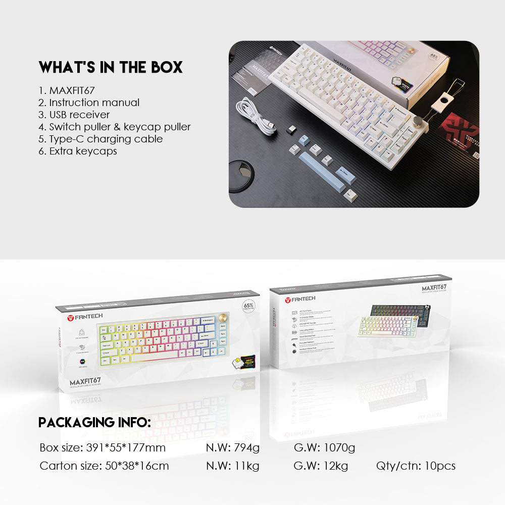 FANTECH MAXFIT67 MK858 Modular Blutooth Wireless RGB Mechanical Keyboard SPACE EDITION