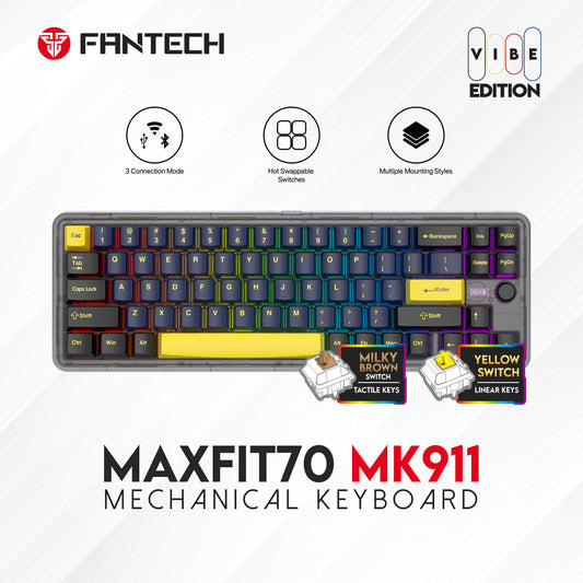 FANTECH MAXFIT70 MK911 Wireless 65% Mechinical Gaming Keyboard Grand Coblat  Milky Brown Switch