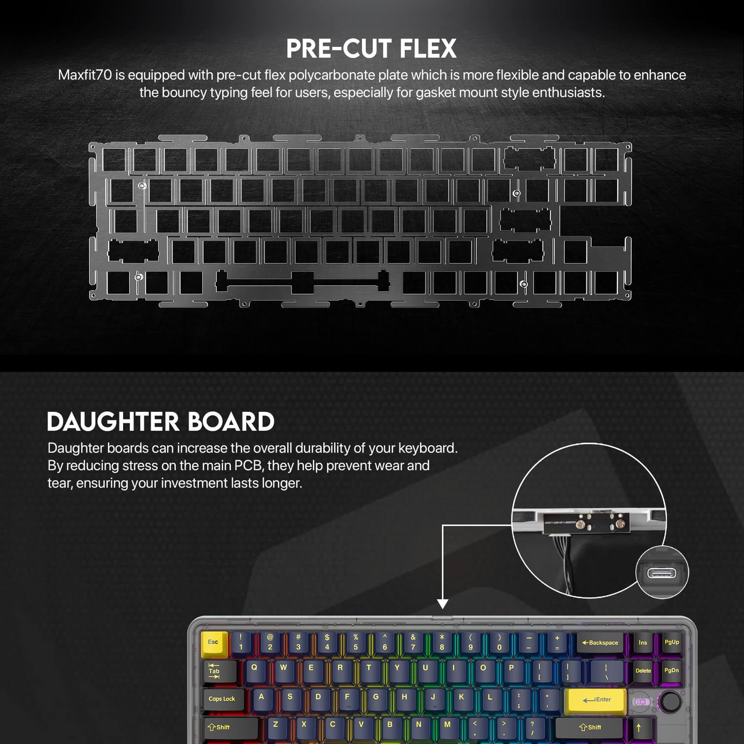 FANTECH MAXFIT70 MK911 Wireless 65% Mechinical Gaming Keyboard Grand Coblat  Milky Brown Switch