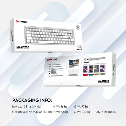 FANTECH MAXFIT70 MK911 Wireless 65% Mechinical Gaming Keyboard Grand Coblat  Milky Brown Switch