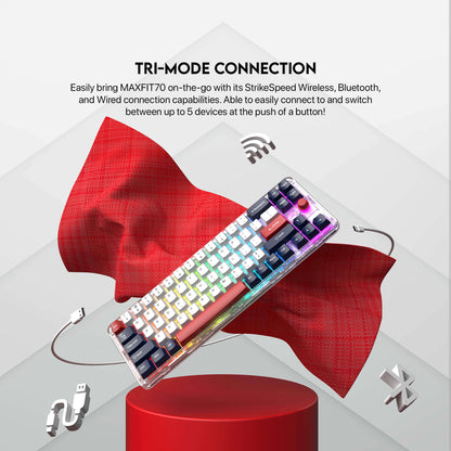 FANTECH MAXFIT70 MK911 Wireless 65% Mechinical Gaming Keyboard Grand Coblat  Milky Brown Switch