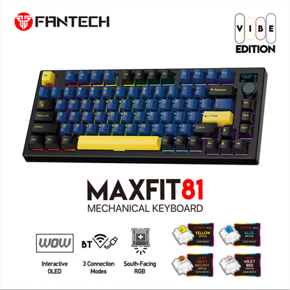 FANTECH MAXFIT81 MK910 VIBE EDITION GRAND COBALT RGB Modular Mechanical Gaming Keyboard Milky Switch