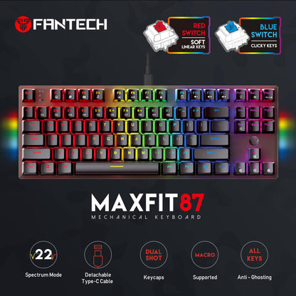 FANTECH MAXFIT87 MK856 RGB Mechanical Keyboard Blue Switch