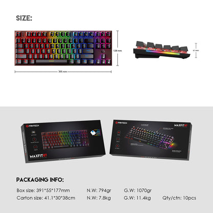 FANTECH MAXFIT87 MK856 RGB Mechanical Keyboard Blue Switch