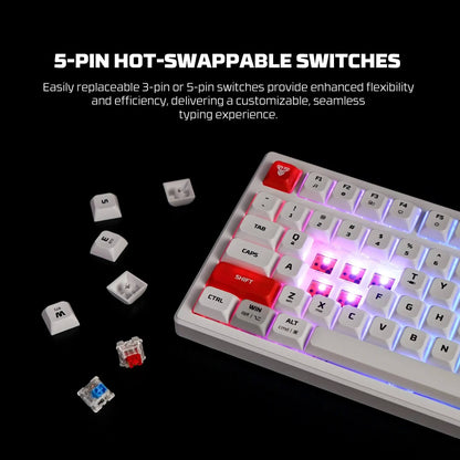 FANTECH MK917 ATOM PRO79 WIRELESS MECHANICAL GAMING KEYBOARD WHITE RED SWITCH