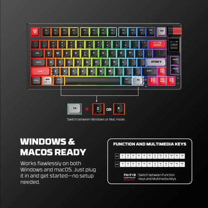 FANTECH MK917 ATOM PRO79 WIRELESS MECHANICAL GAMING KEYBOARD WHITE RED SWITCH