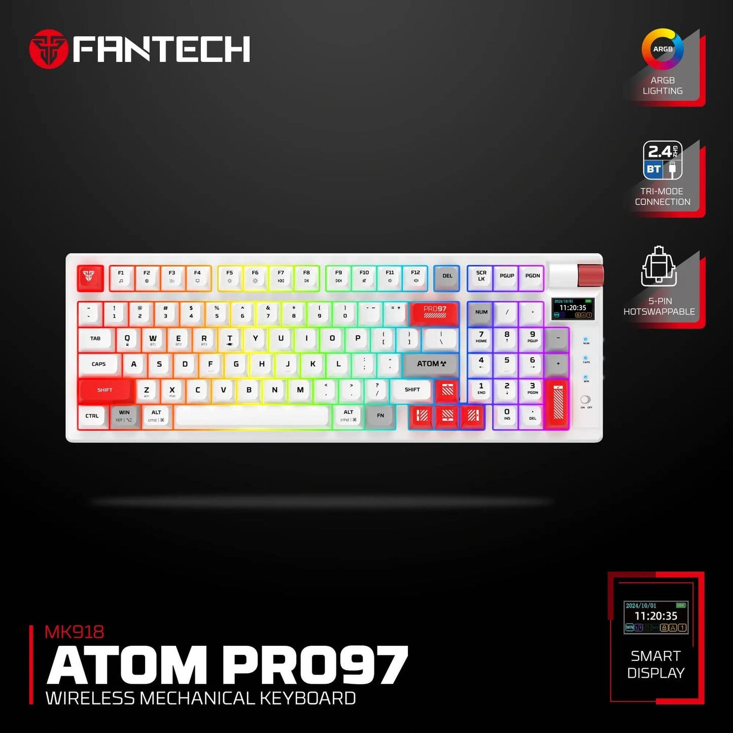 FANTECH MK918 ATOM PRO97 Wireless Mechanical Keyboard White
