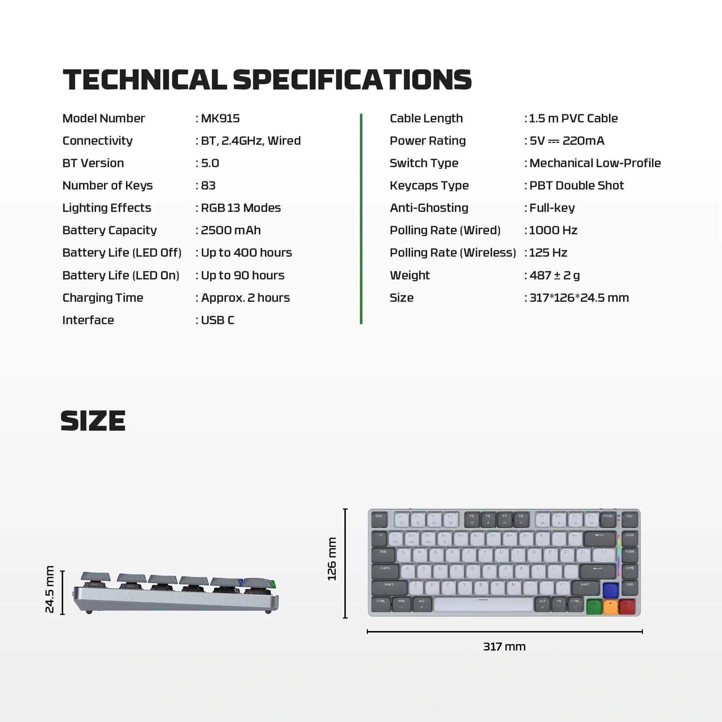 FANTECH SUPER MAXFIT AIR83 MK915 75% Low Profile Wireless Mechanical Keyboard